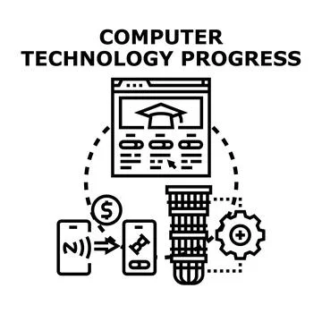 Computer technology progress and digital financial services concept Stock-Illustration