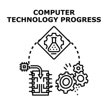Computer technology progress cycle concept illustrating innovation Stock Illustration