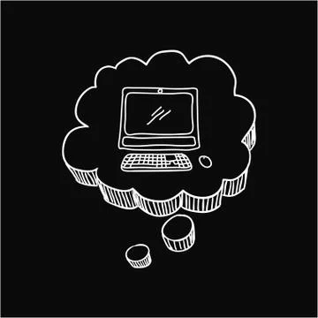 Computer technology scribble 스톡 일러스트