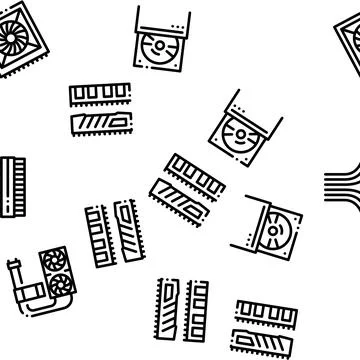 Computer Technology Seamless Pattern Vector 스톡 일러스트