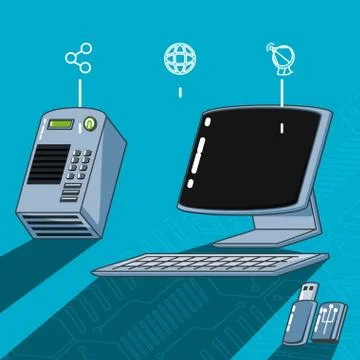 Computer technology set gadgets Stock Illustration