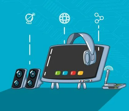 Computer technology set gadgets Illustrazione stock