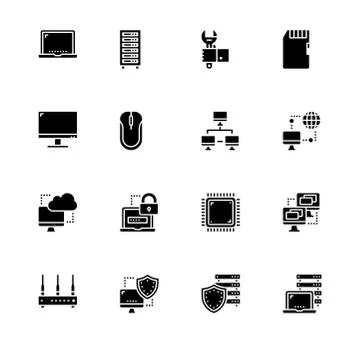Computer technology. Set outline icon EPS 10 vector format. Professional pixe Illustrazione stock