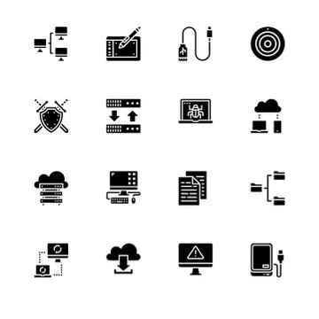 Computer technology. Set outline icon EPS 10 vector format. Professional pixe Stock Illustration