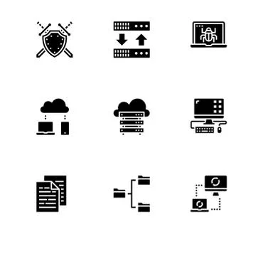Computer technology. Set outline icon EPS 10 vector format. Professional pixe Stock Illustration