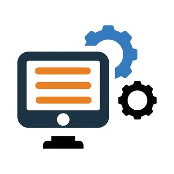 Computer, technology, setting, gear, computer technology icon Stock Illustration