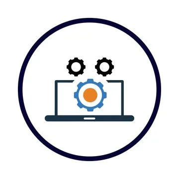 Computer, technology, setting, gear, computer technology icon Stock Illustration