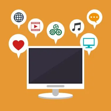 Computer technology social media apps Stock Illustration