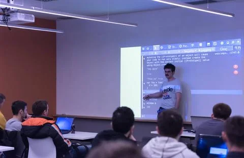 Computer technology students young computer technology students on code pr... Stock Photos