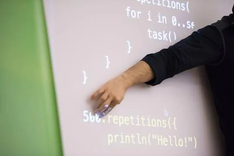 Computer technology students young computer technology students on code pr... Stock-Fotos