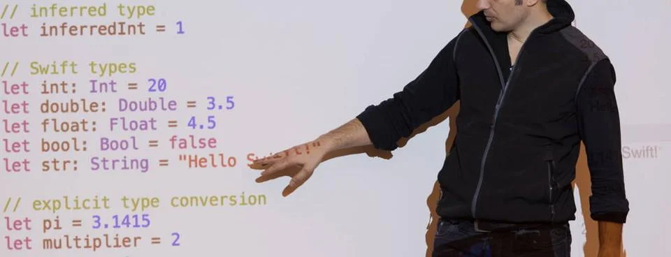 Computer technology students young computer technology students on code pr... Stock-Fotos