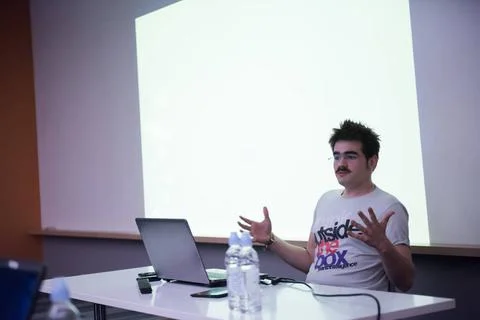 Computer technology students young computer technology students on code pr... 스톡 사진