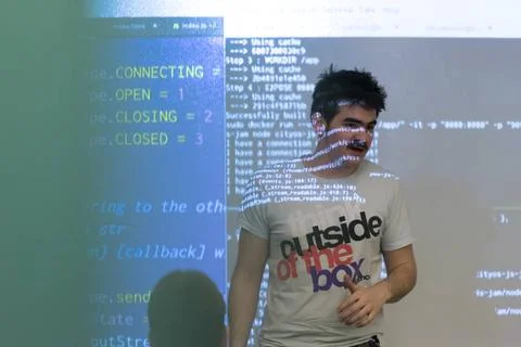 Computer technology students young computer technology students on code pr... Foto stock