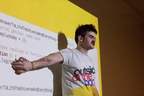 Computer technology students young computer technology students on code pr... Foto stock