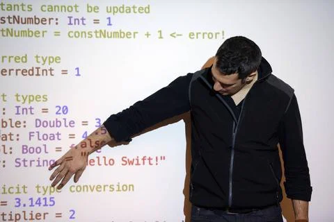 Computer technology students young computer technology students on code pr... Foto stock