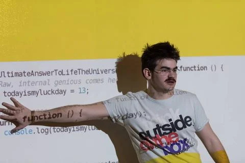 Computer technology students young computer technology students on code pr... Foto stock