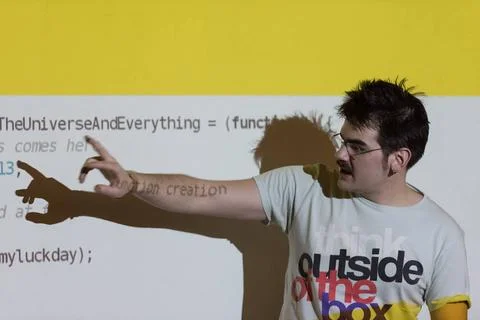 Computer technology students young computer technology students on code pr... Stock-Fotos