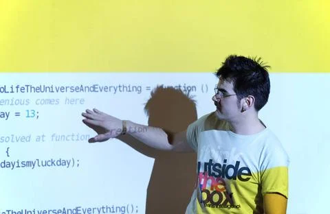 Computer technology students young computer technology students on code pr... Stock-Fotos