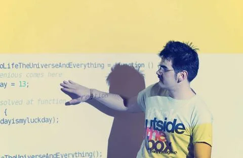 Computer technology students young computer technology students on code pr... Foto stock