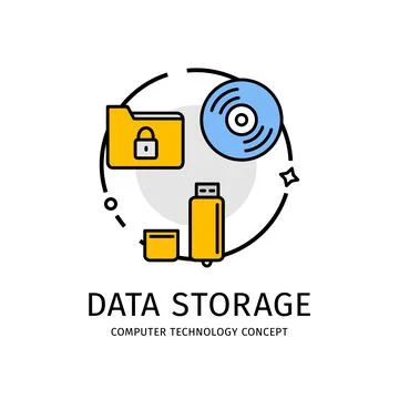 Computer Technology Thin Line Icon Concept. Vector Illustrazione stock