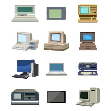 Computer technology vector evolution display telecommunication equipment metal Stock Illustration