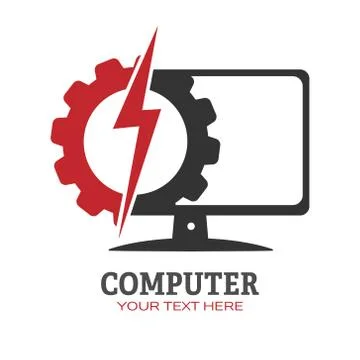 Computer technology. Vector illustration for theme design isolated Illustrazione stock