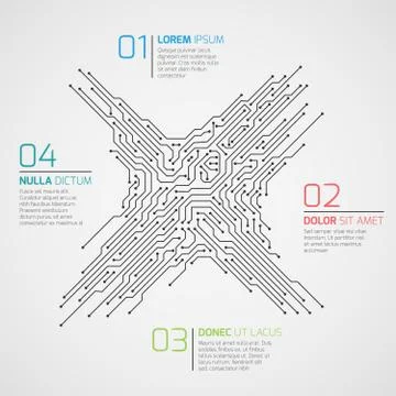 Computer technology vector infographic template with circuit board and options イラスト素材