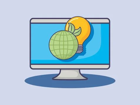 Computer technology world ecology energy innovation Stock Illustration