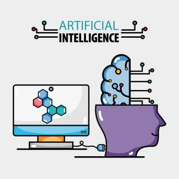 Computer tecnology connection with artificial intelligence 스톡 일러스트
