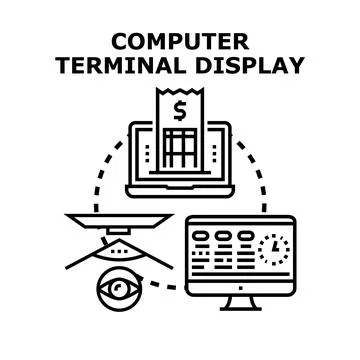 Computer terminal display vector concept illustration Illustration