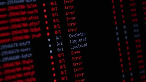 Computer terminal interface displaying a task processing log with numerous Stock Footage 346525928