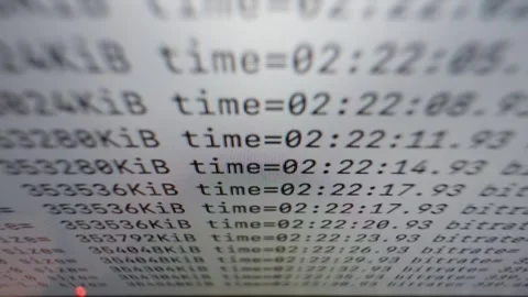 Computer Terminal Processing Data With Rapidly Changing Code and Time Values Stock Footage 345512241