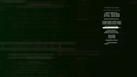 Computer terminal screen displaying cyber security code. Technical computer.. Stock Footage 338348253
