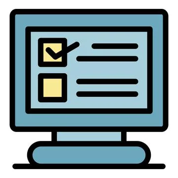 Computer test icon color outline vector Stock Illustration
