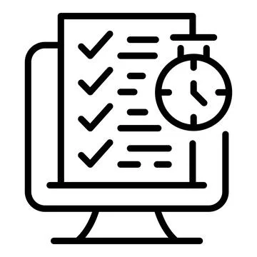 Computer test icon outline vector. Exam study Illustrazione stock