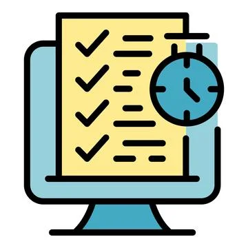 Computer test icon vector flat イラスト素材