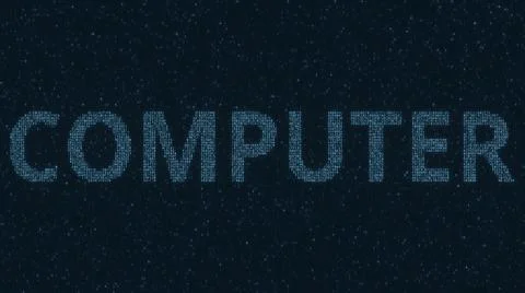 COMPUTER text made with many symbols on computer screen, 3d rendering 库存插图