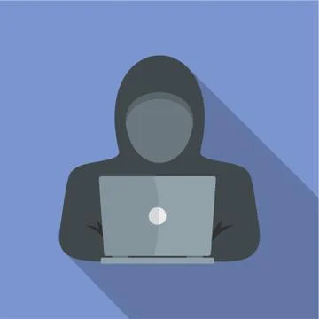 Computer thief icon, flat style Illustrazione stock