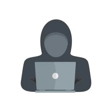 Computer thief icon, flat style Illustrazione stock
