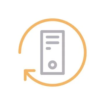 Computer thin line colour icon Stock Illustration