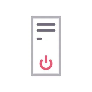 Computer thin line colour icon Stock Illustration
