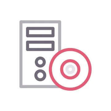 Computer thin line colour icon Stock Illustration