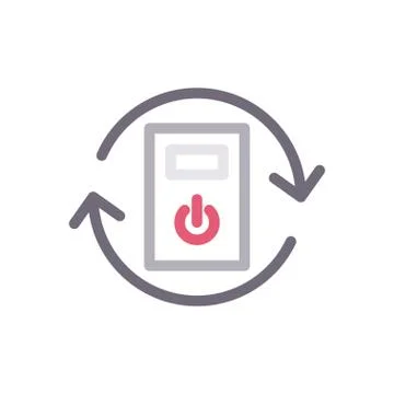 Computer thin line colour icon Stock Illustration