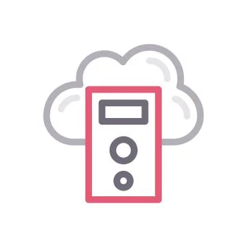 Computer thin line colour icon Stock Illustration