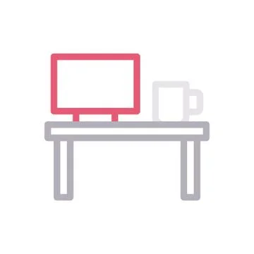 Computer thin line colour icon Illustrazione stock