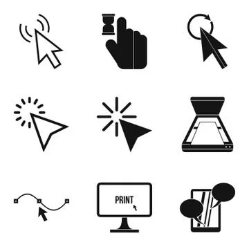 Computer thing icons set, simple style Stock-Illustration