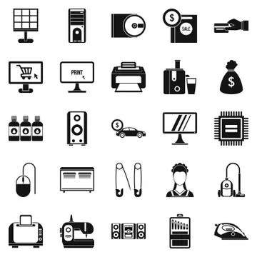 Computer things icons set, simple style Stock Illustration
