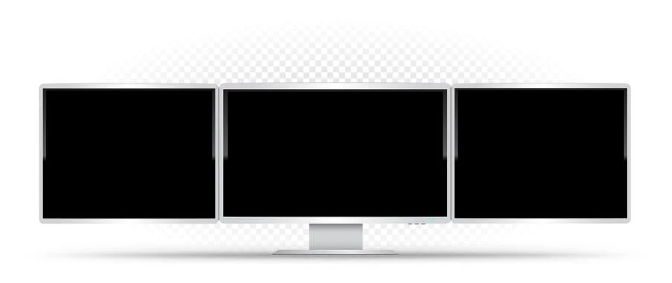 Computer with three monitors template Stock Illustration