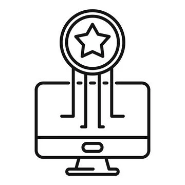 Computer token icon outline vector. Pc crypto circle Illustrazione stock