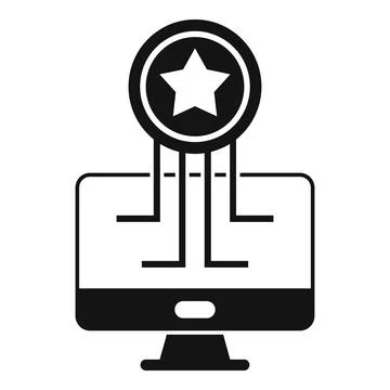 Computer token icon simple . Pc crypto circle Illustrazione stock